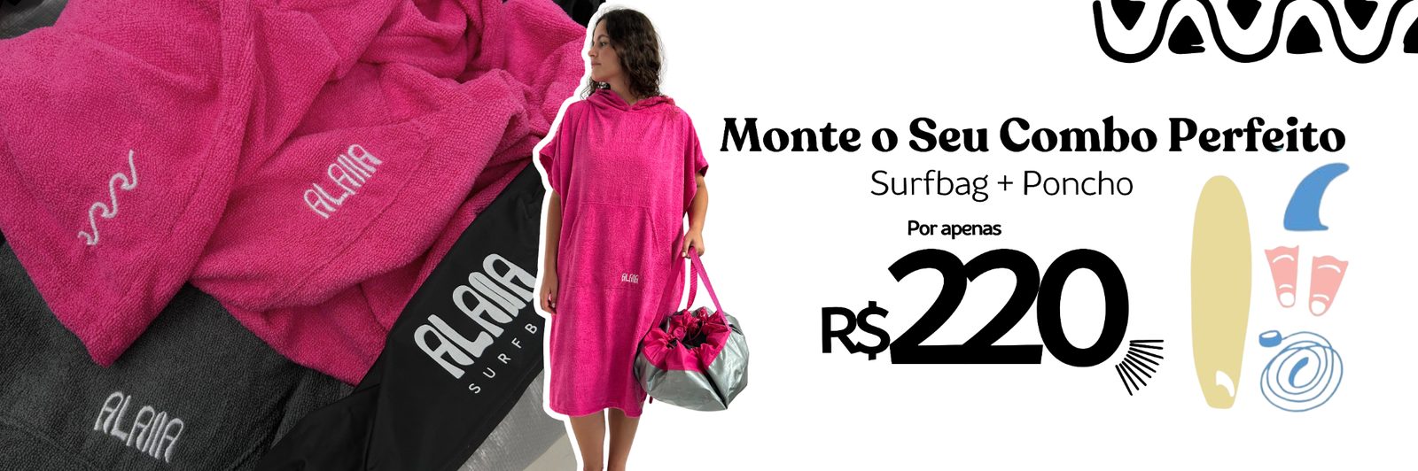 kit surfbag e poncho alaia surf shop combo para surf trip