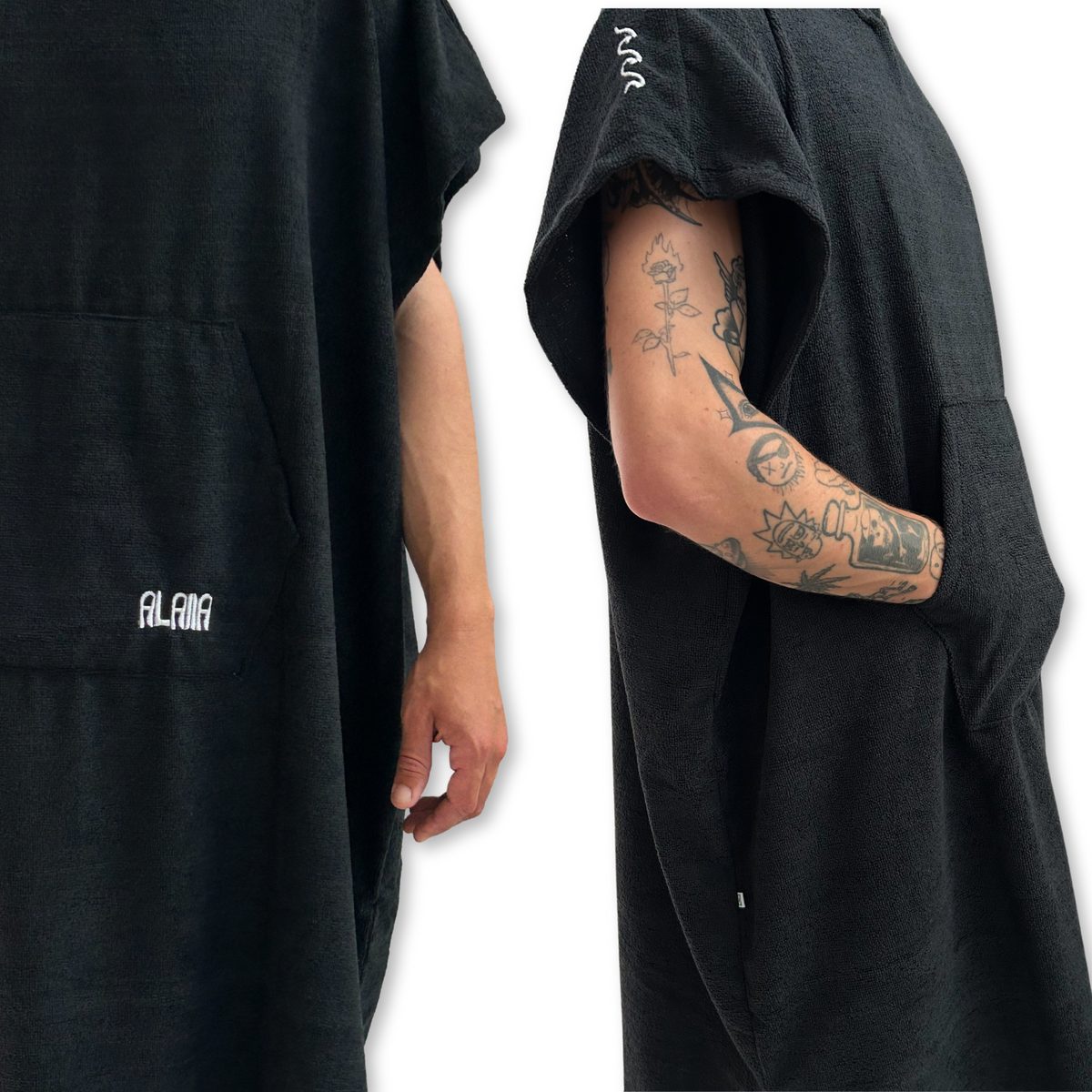 poncho atoalhado preto alaia surf shop