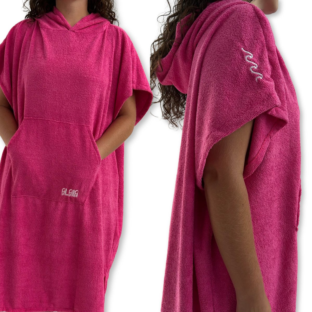 poncho atoalhado rosa alaia surf shop