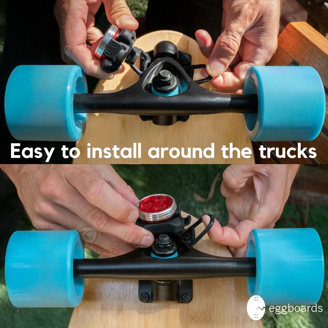 Luzes de LED para Skate Eggboards – Conjunto Frontal e Traseiro