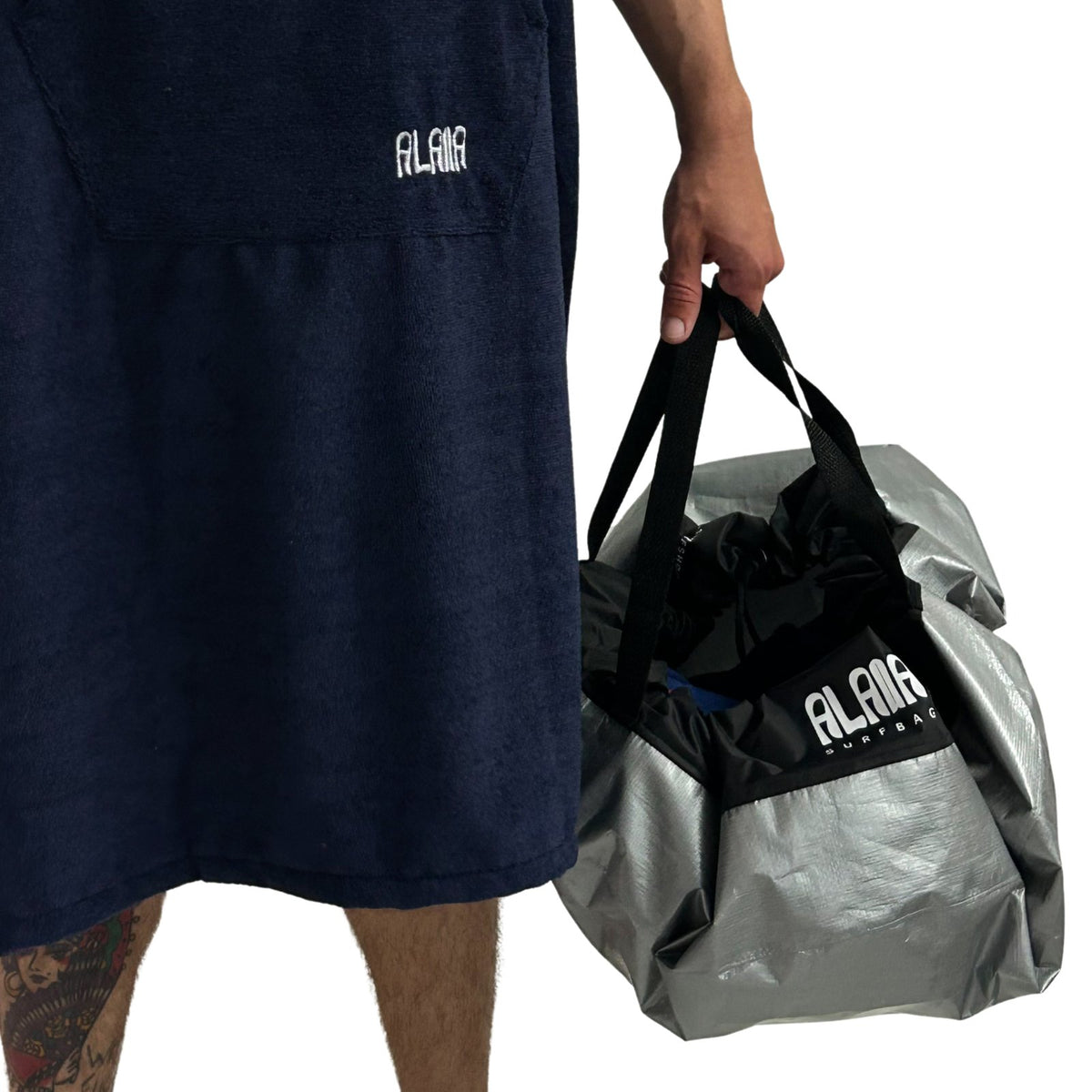 kit pós surf alaia Poncho atoalhado com bolso e surfbag impermeável